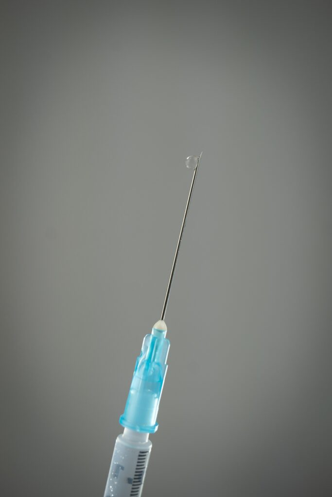 A syringe for vitamin D injections.